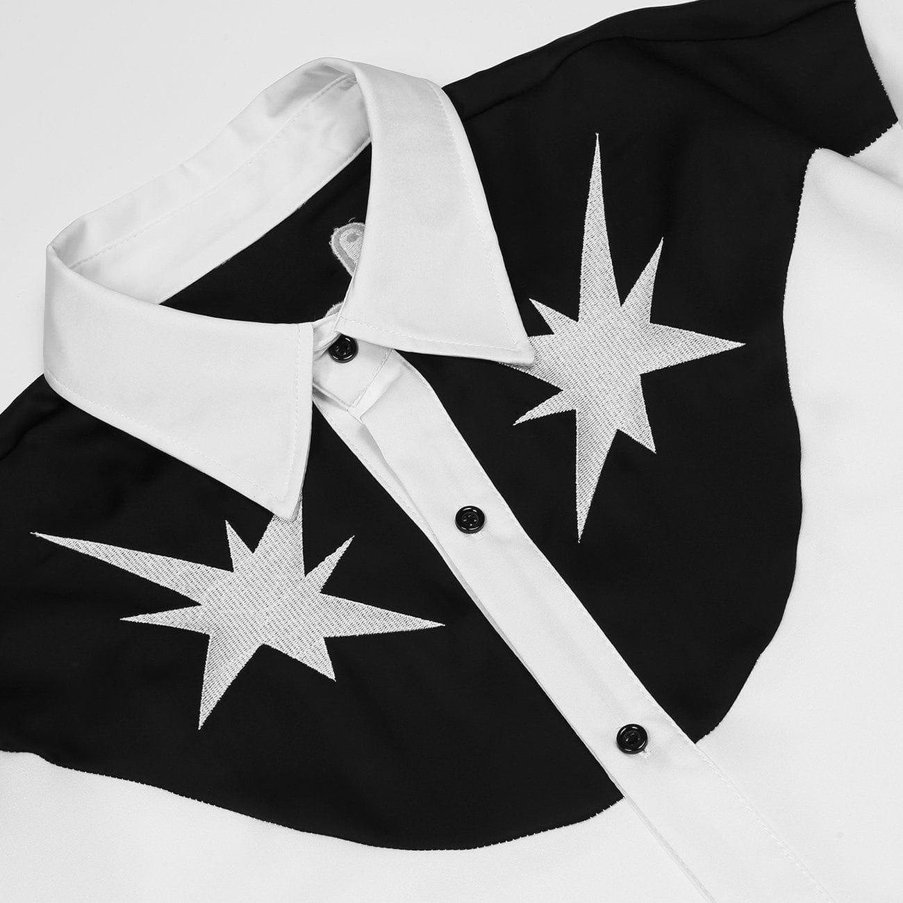 1984® - Vintage Stars Embroidery Patchwork Short Sleeve Shirt - 1984brand