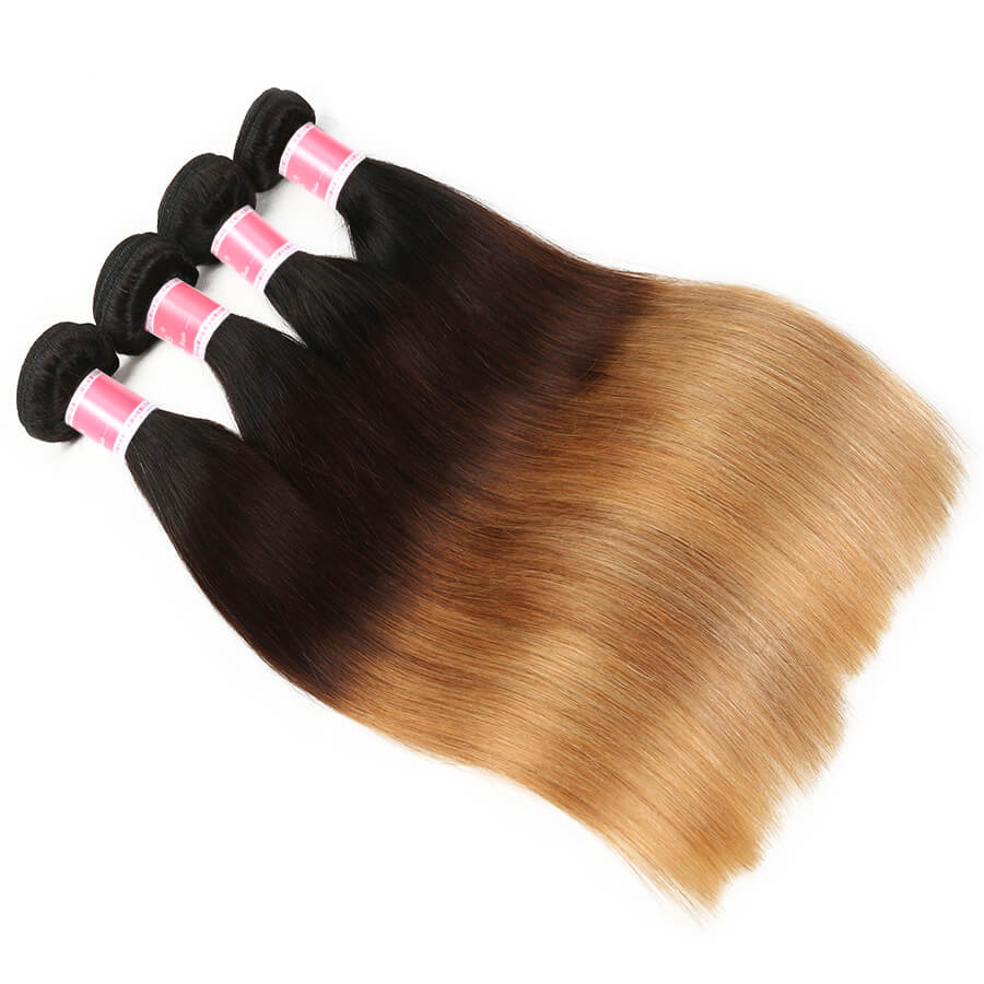 T1B/4/27 Ombre Brazilian Straight Human Hair 3 Bundles 10A Unprocessed Virgin Hair Weave Bundles hermosahair