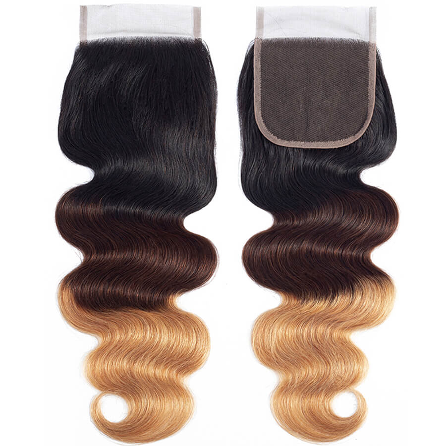 T1b/4/27 Ombre Human Hair 3 Bundles with Closure Free Part Brazilian Body Wave Hermosa Hair hermosahair