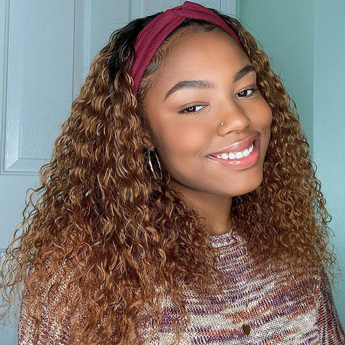 T1B/30 Deep Wave Ombre Headband Wig Human Hair Hermosa Hair