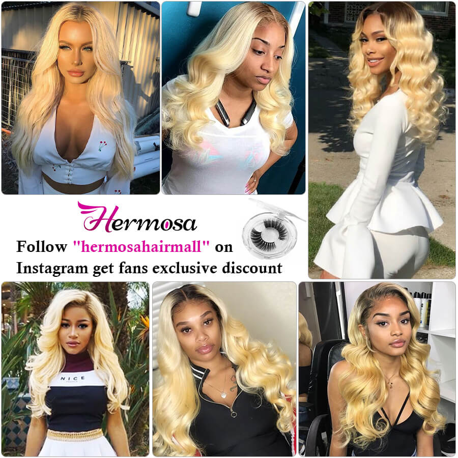 T1b/613 Ombre Blonde Human Hair Weave Brazilian Body Wave 3 Bundles Hermosa Hair