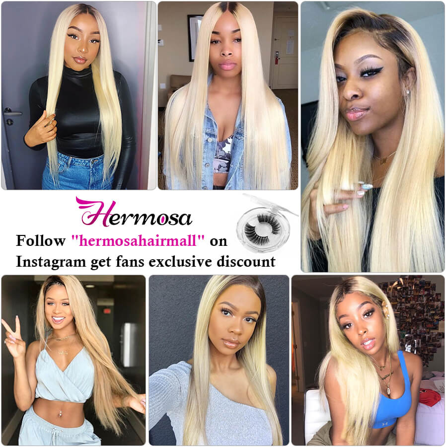 T1b/613 Ombre Blonde Brazilian Virgin Straight Hair 3 Bundles Unprocessed 100% Humanm Hiar Weave Extensions Hermosa Hair