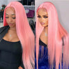 13x4 HD Lace Frontal  Human Hair Wigs Straight Pink Color Wig For Women Pre Plucked Bleached Knots - 1984brand