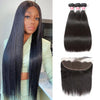 Malaysian Straight Virgin Hair Weave 3 Bundles With Lace Frontal 13x4 Ear To Ear Hermosa Hair