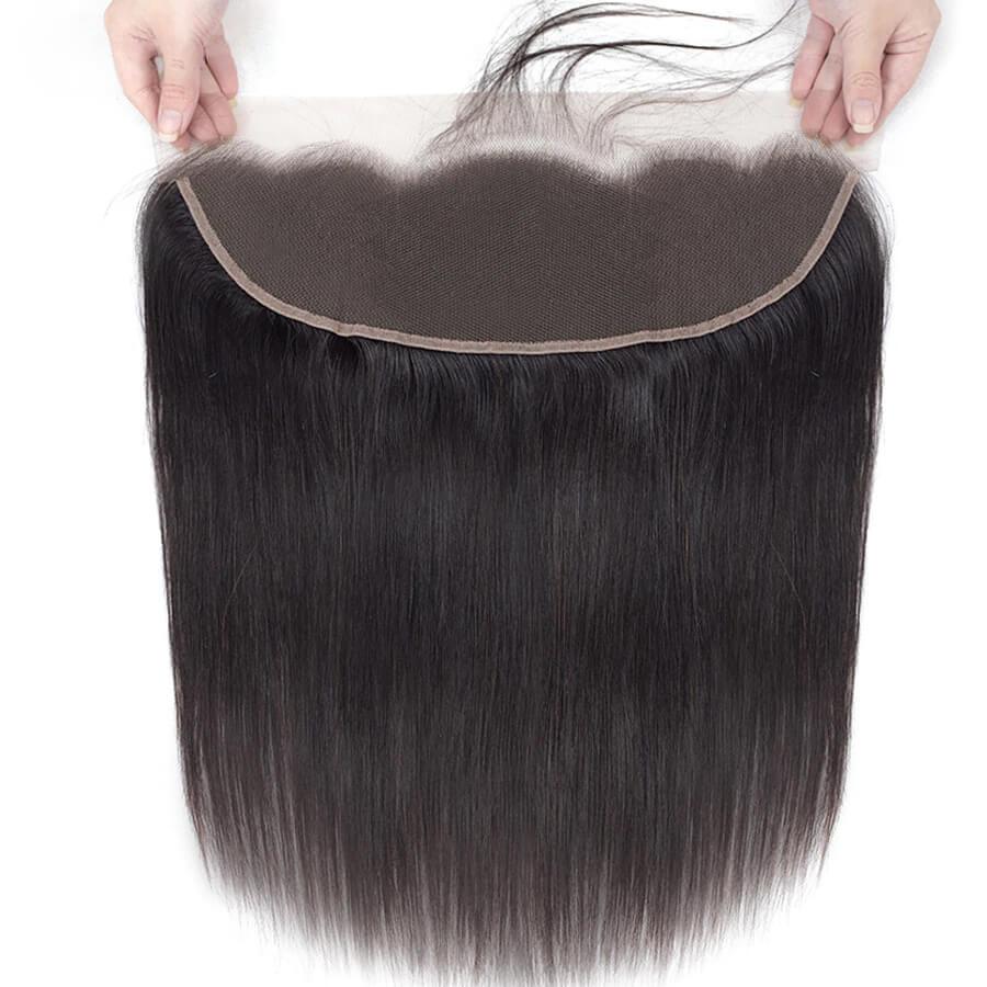 Malaysian Straight Hair 4 Bundles With 13X4 Ear To Ear Lace Frontal Natural Color hermosahair