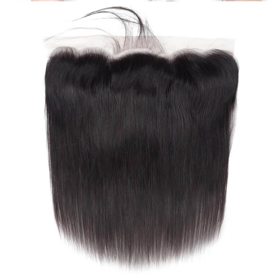 Malaysian Straight Hair 4 Bundles With 13X4 Ear To Ear Lace Frontal Natural Color hermosahair