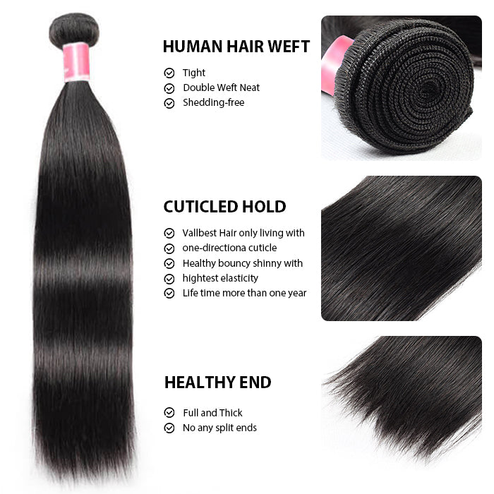 Malaysian Straight Hair 3/4 Bundle Deals Unprocessed Virgin Human Hair Bundles hermosahair