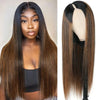 Hot Highlight Balayage Straight V/U Part Wig No Leave Out Glueless Human Hair Wigs Beginner Friendly Hermosa Hair