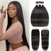 Malaysian Straight Hair 3 Bundles with 4*4 Closure Soft Unprocessed Virgin Human Hair Hermosa Hair