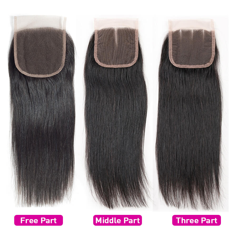 Malaysian Straight Hair 4 Bundles With 4x4 Lace Closure Human Hair Closure With Bundle Deals hermosahair