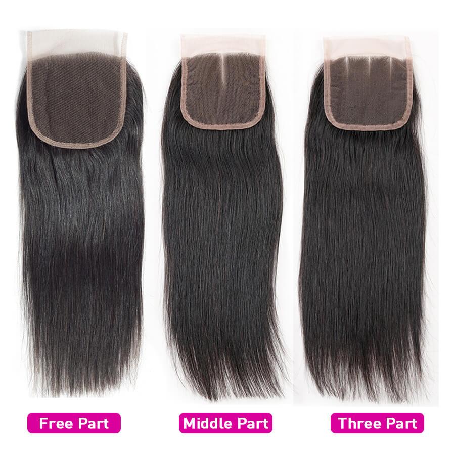 Peruvian Straight Hair 4 Bundles with 4*4 Closure Soft Unprocessed Virgin Human Hair hermosahair