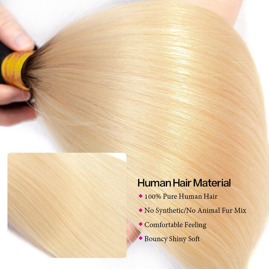 Ombre T1B/613 Blonde Brazilian Straight Hair 3 Bundles With 4*4 Closure Virgin Human Hair Hermosa Hair