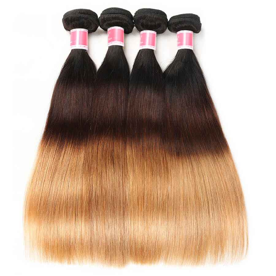 T1B/4/27 Ombre Brazilian Straight Human Hair 3 Bundles 10A Unprocessed Virgin Hair Weave Bundles hermosahair