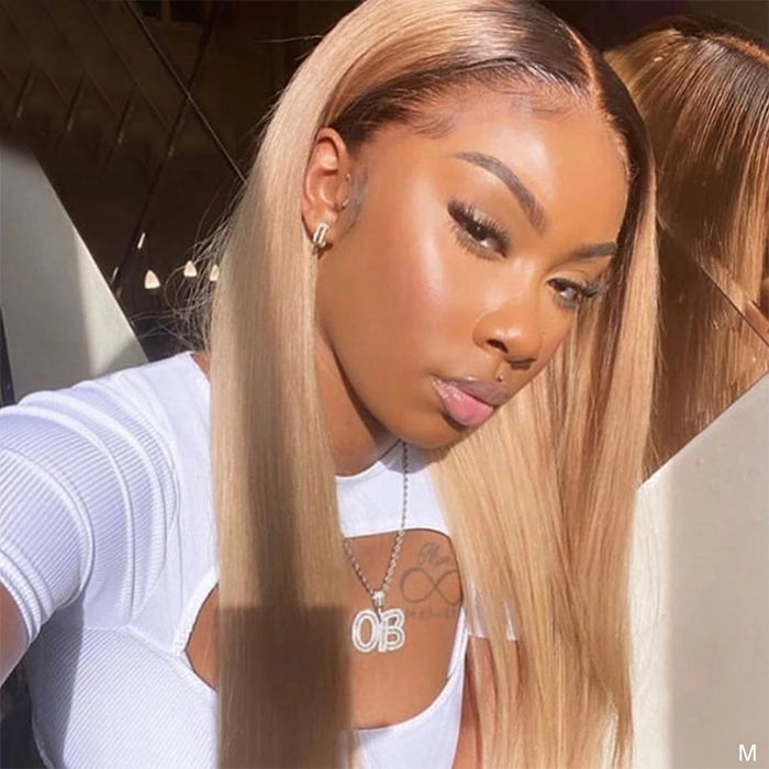 Ombre Blonde T4/27 Straight 13x4 Lace Front Wig Short bob Lace Front Human Hair Wigs hermosahair