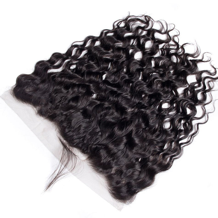 Malaysian Water Wave 4 Bundles With 13X4 Ear To Ear Lace Frontal Natural Color hermosahair