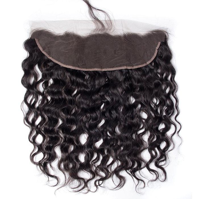 Peruvian Water Wave Virgin Hair Weave 3 Bundles With 13*4 Lace Frontal Hermosa Hair