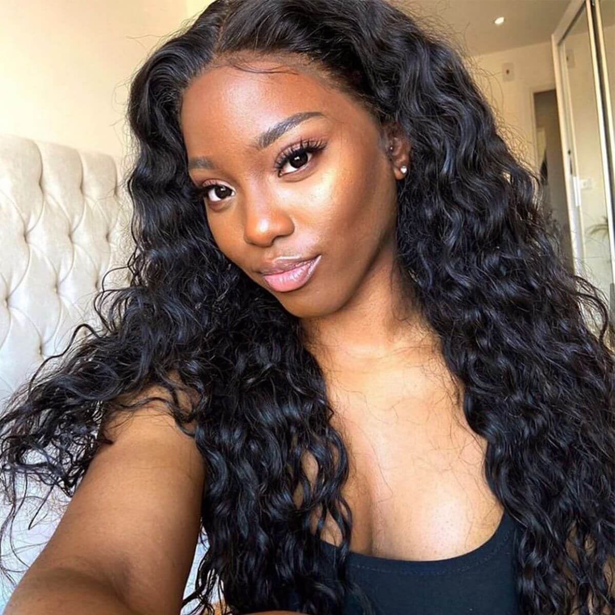 Water Wave Lace Frontal Wigs 100% High Quality Virgin Human Hair Wigs 150% Density hermosahair