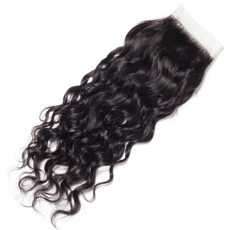 Peruvian Water Wave 3 Bundles with 4*4 Lace Closure Virgin Human Hair Hermosa Hair