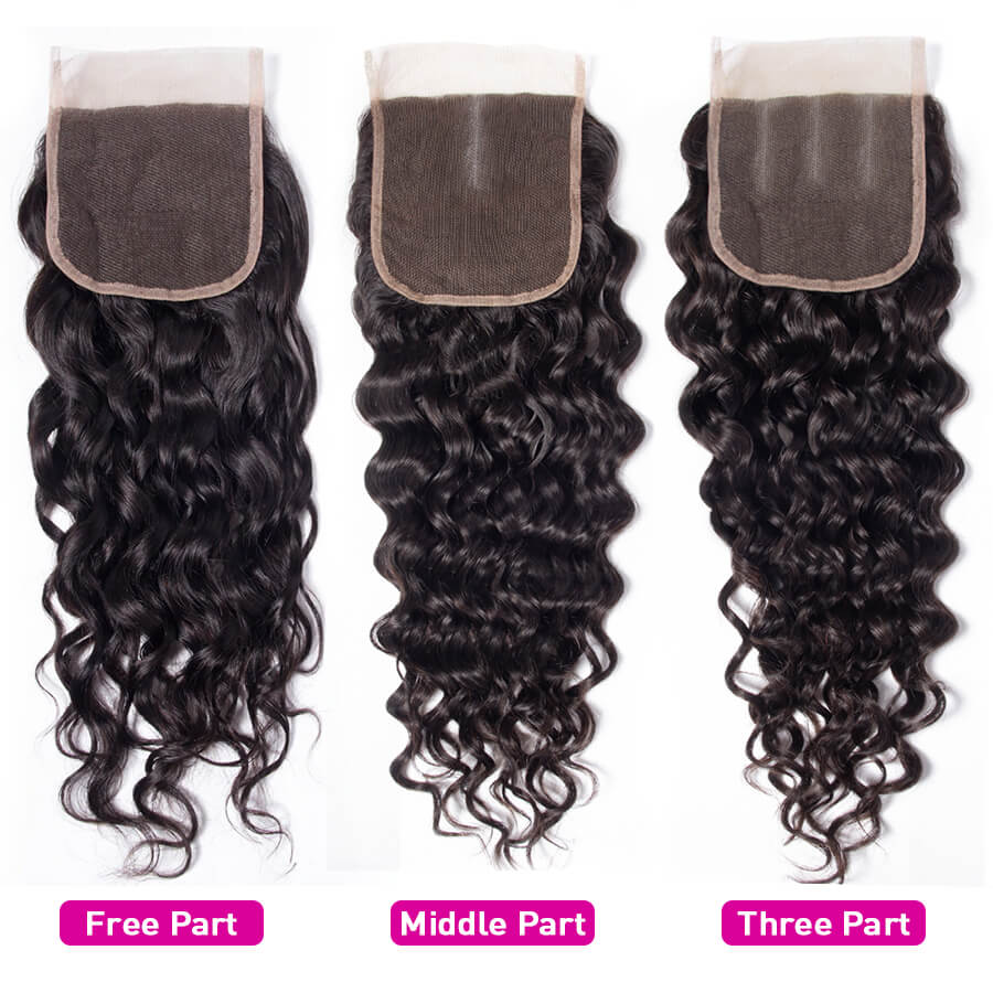 Malaysian Water Wave 3 Bundles with 4*4 Lace Closure Virgin Human Hair Hermosa Hair