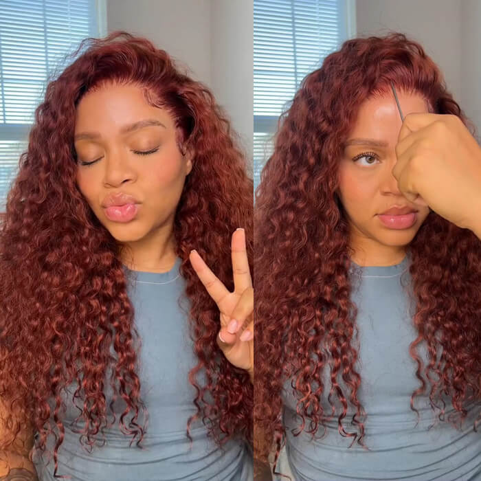 Reddish Brown 13x4 Lace Frontal & 8x5 Closure Wig Put On and Go Glueless Wig Human Hair hermosahair