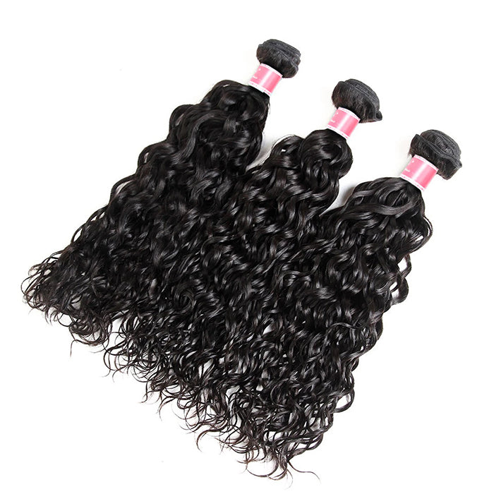 Malaysian Water Wave 3 Bundles with 4*4 Lace Closure Virgin Human Hair Hermosa Hair