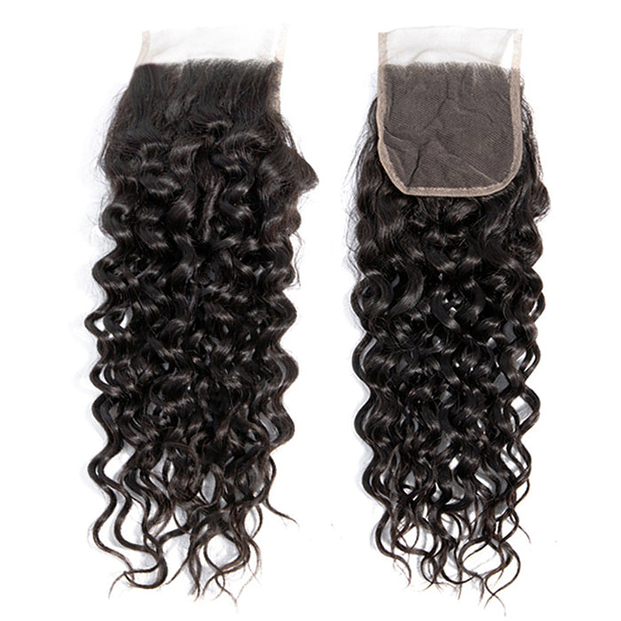 Malaysian Water Wave 3 Bundles with 4*4 Lace Closure Virgin Human Hair Hermosa Hair