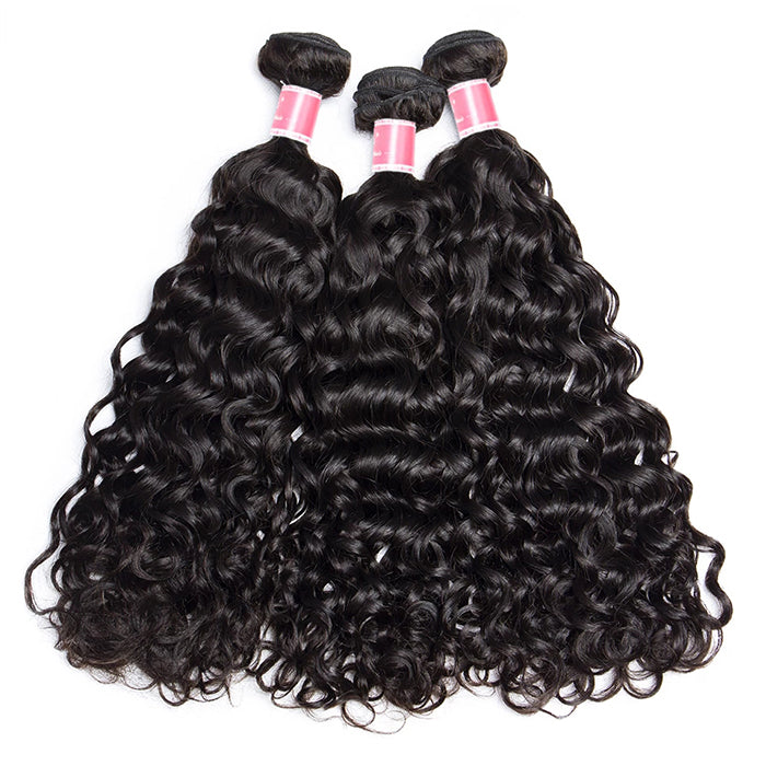 Peruvian Water Wave 3 Bundles with 4*4 Lace Closure Virgin Human Hair Hermosa Hair