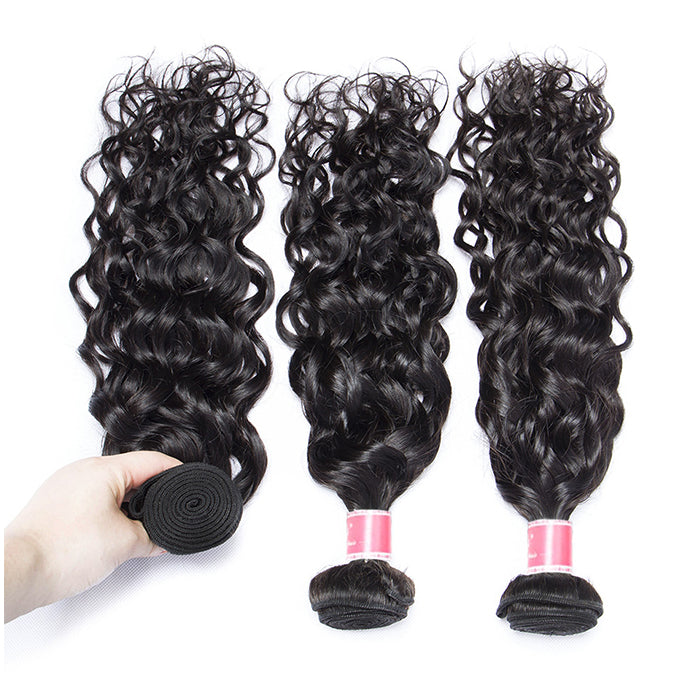 Peruvian Water Wave 3 Bundles with 4*4 Lace Closure Virgin Human Hair Hermosa Hair