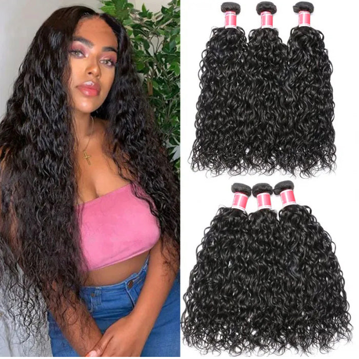 Peruvian Water Wave 3/4 Bundle Deals Unprocessed Virgin Human Hair Extensions In Stock hermosahair