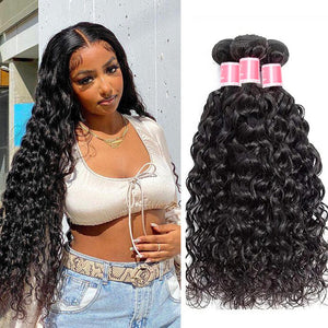 Malaysian Water Wave 3/4 Bundle Deals Unprocessed Virgin Human Hair Bundles Natural Black Color hermosahair