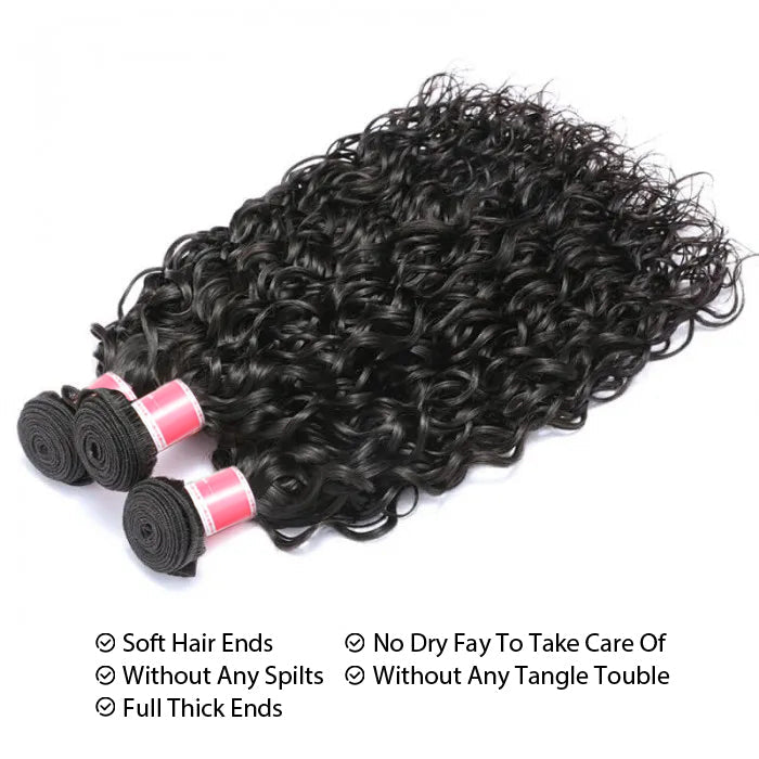 Peruvian Water Wave 3/4 Bundle Deals Unprocessed Virgin Human Hair Extensions In Stock hermosahair