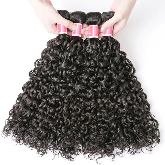 Malaysian Water Wave 3/4 Bundle Deals Unprocessed Virgin Human Hair Bundles Natural Black Color hermosahair