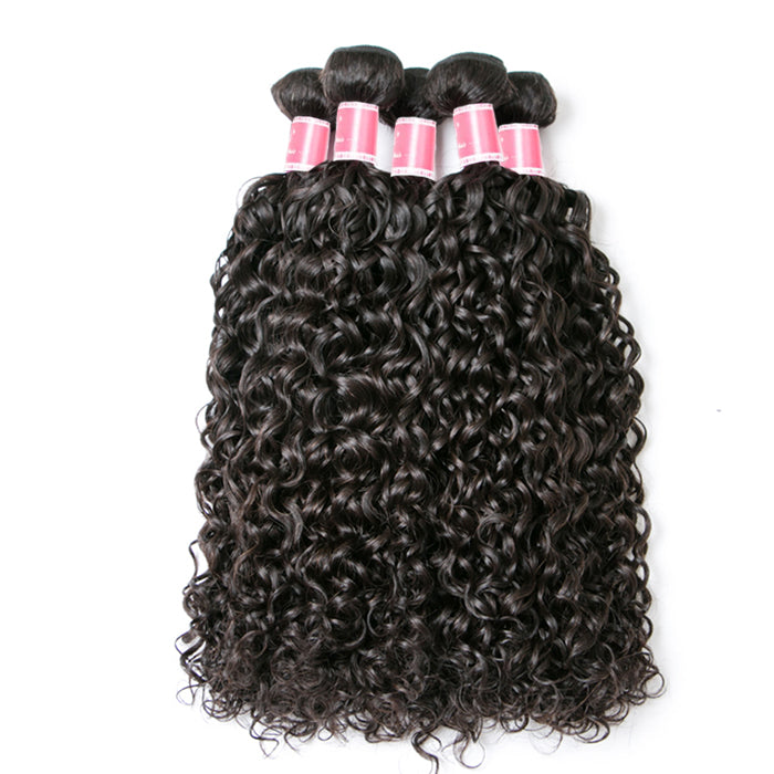 Malaysian Water Wave 3/4 Bundle Deals Unprocessed Virgin Human Hair Bundles Natural Black Color hermosahair