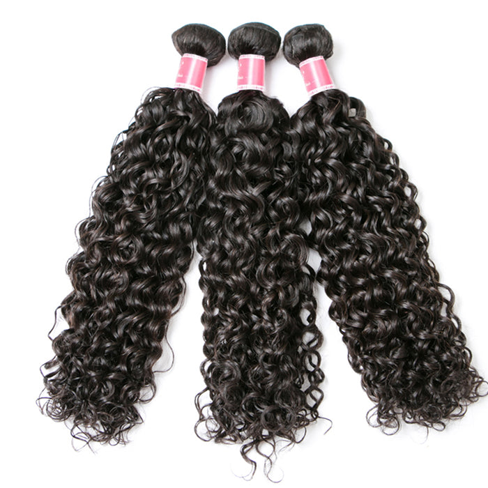 Malaysian Water Wave 3/4 Bundle Deals Unprocessed Virgin Human Hair Bundles Natural Black Color hermosahair