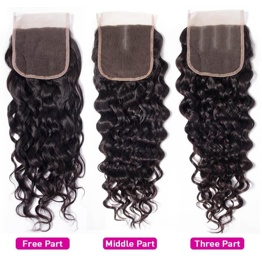 Peruvian Water Wave 4 Bundles with 4*4 Closure Soft Unprocessed Virgin Human Hair hermosahair