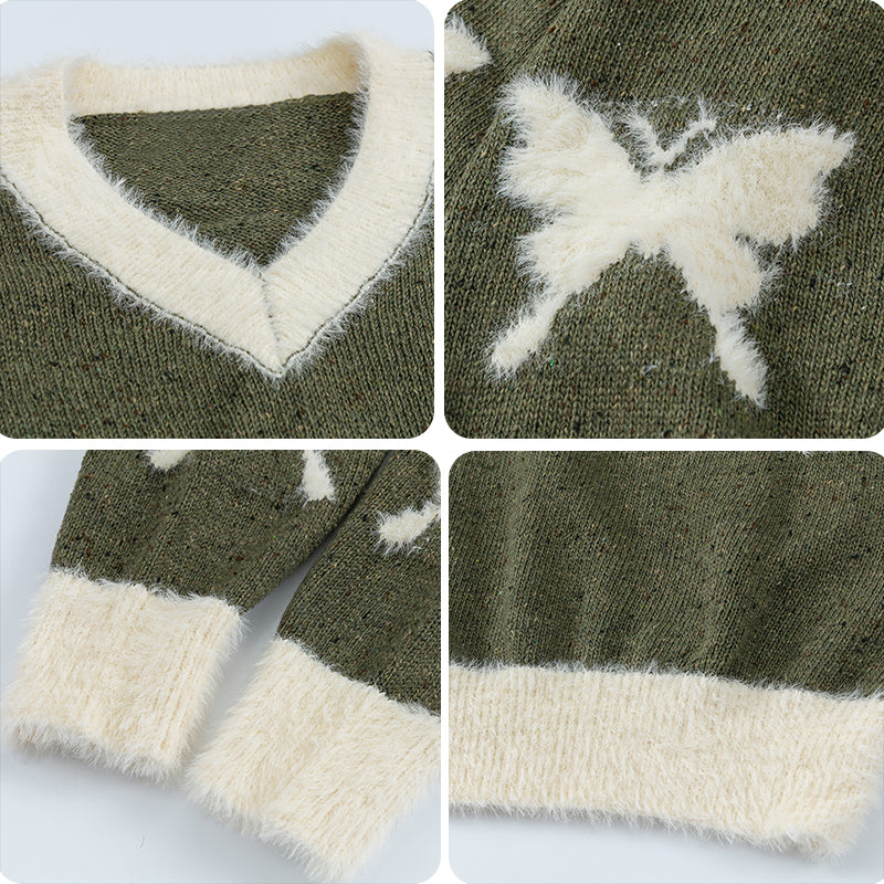 1984® Fleece V-Neck Knit Sweater Butterfly - 1984brand