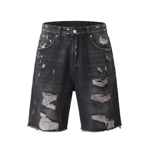 Ripped Denim Shorts v2 - Washed Black H.ESNTLS