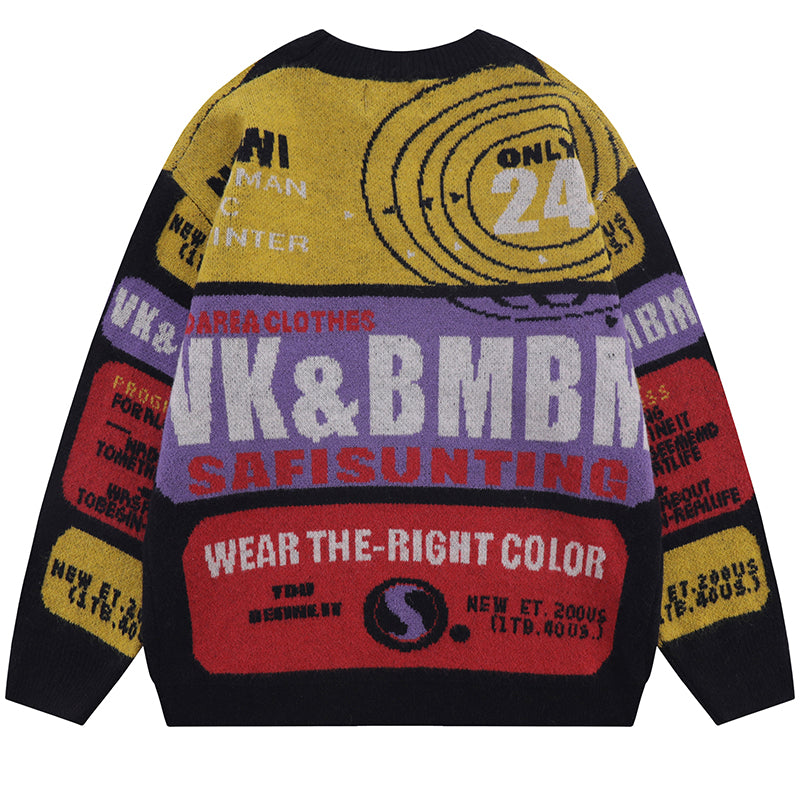 1984® American Style Graphic Sweater Colorful Letter - 1984brand