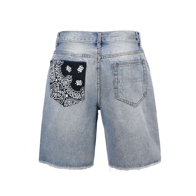 Checkered Paisley Shorts - Washed Blue Hype+Essentials