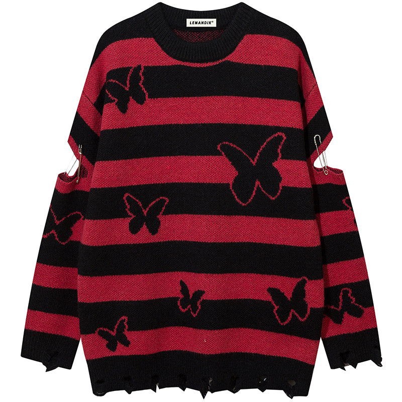 1984® Vintage Striped Knit Sweater Full Butterfly 1984