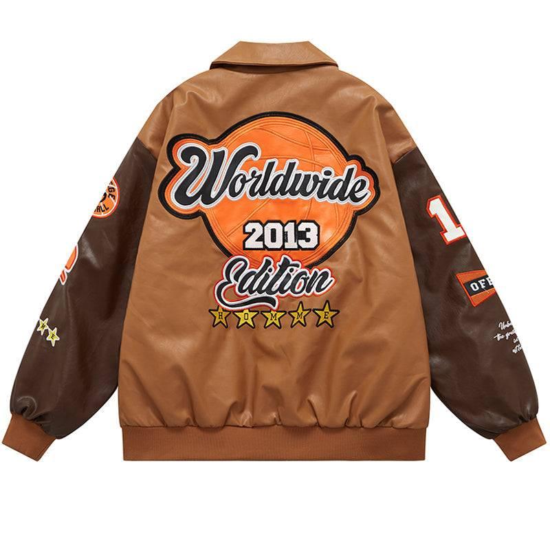 1984® Leather Baseball Jacket Embroidery Star 1984brand