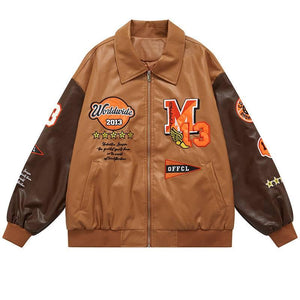 1984® Leather Baseball Jacket Embroidery Star 1984brand