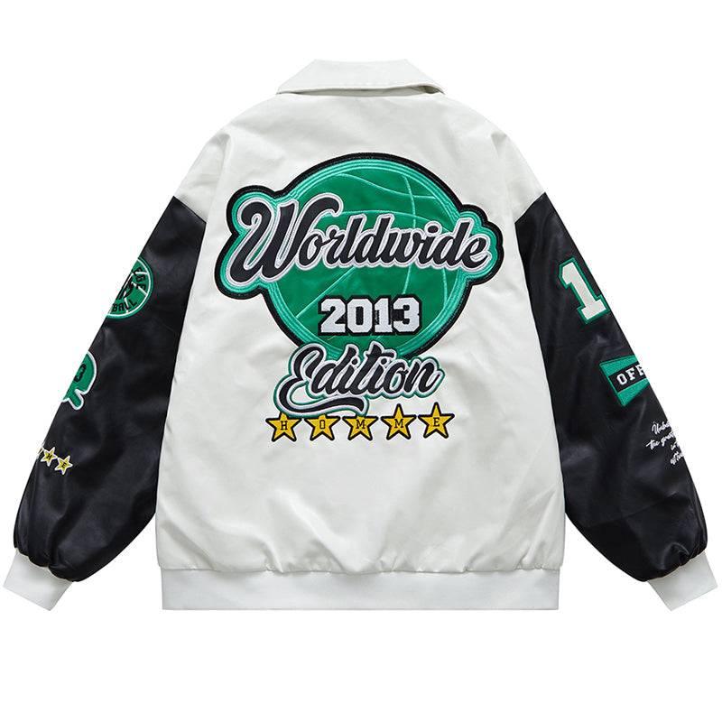 1984® Leather Baseball Jacket Embroidery Star 1984brand