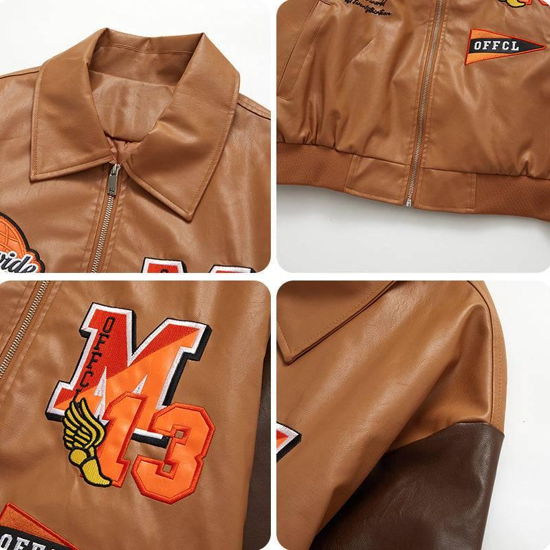 1984® Leather Baseball Jacket Embroidery Star 1984brand