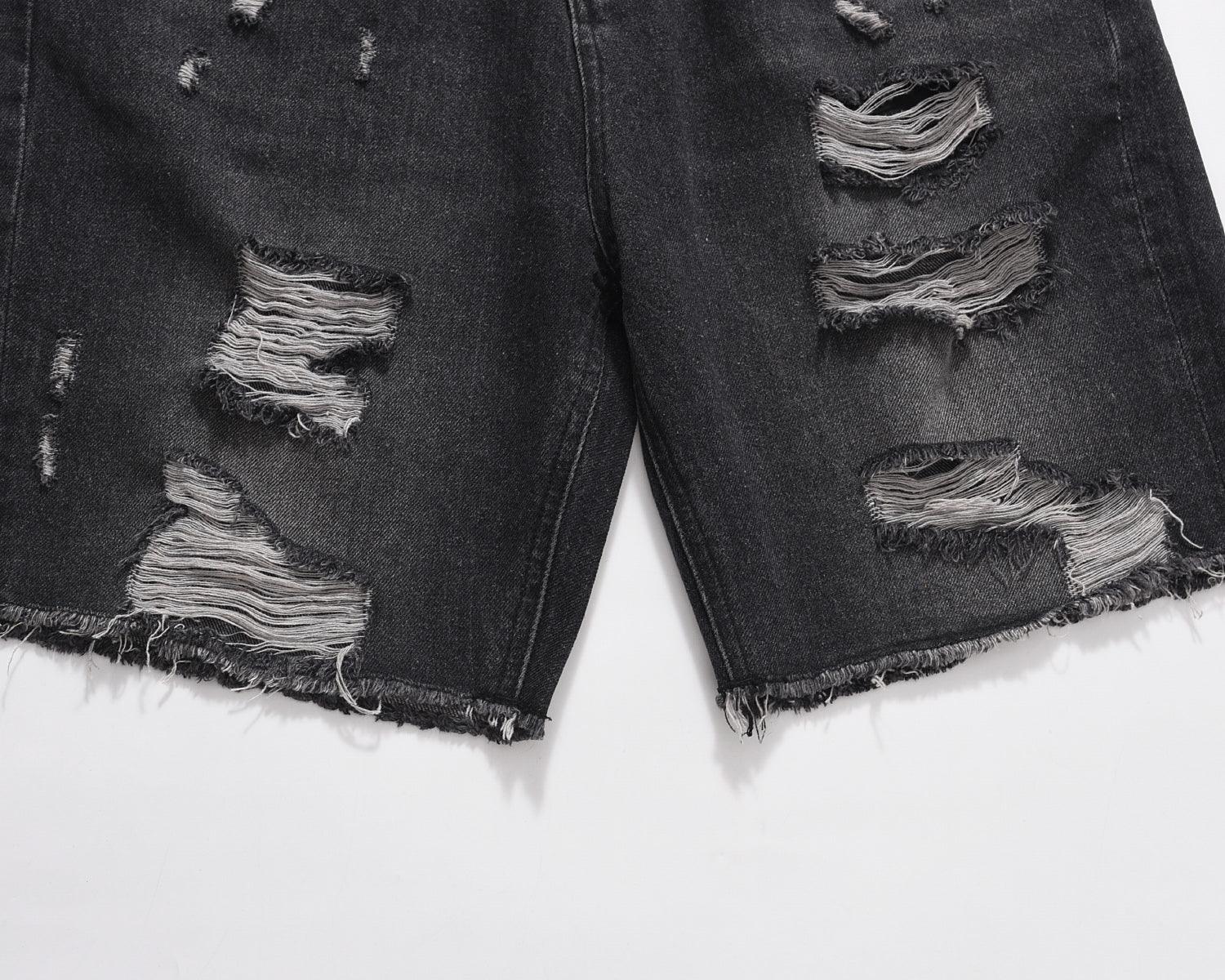 Ripped Denim Shorts v2 - Washed Black H.ESNTLS