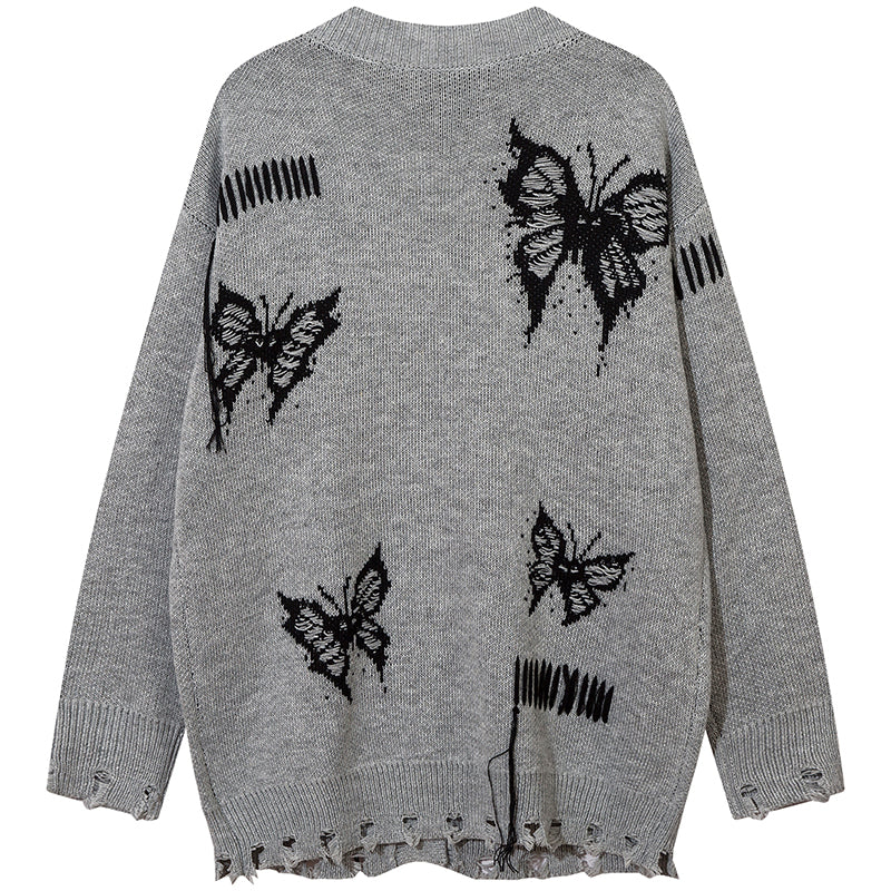 1984® Distressed Knit Cardigan Sweater Butterfly 1984