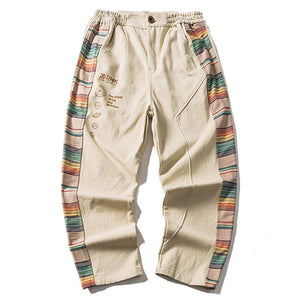 Straight Leg Pants Side Rainbow Patchwork 网商园-热呈