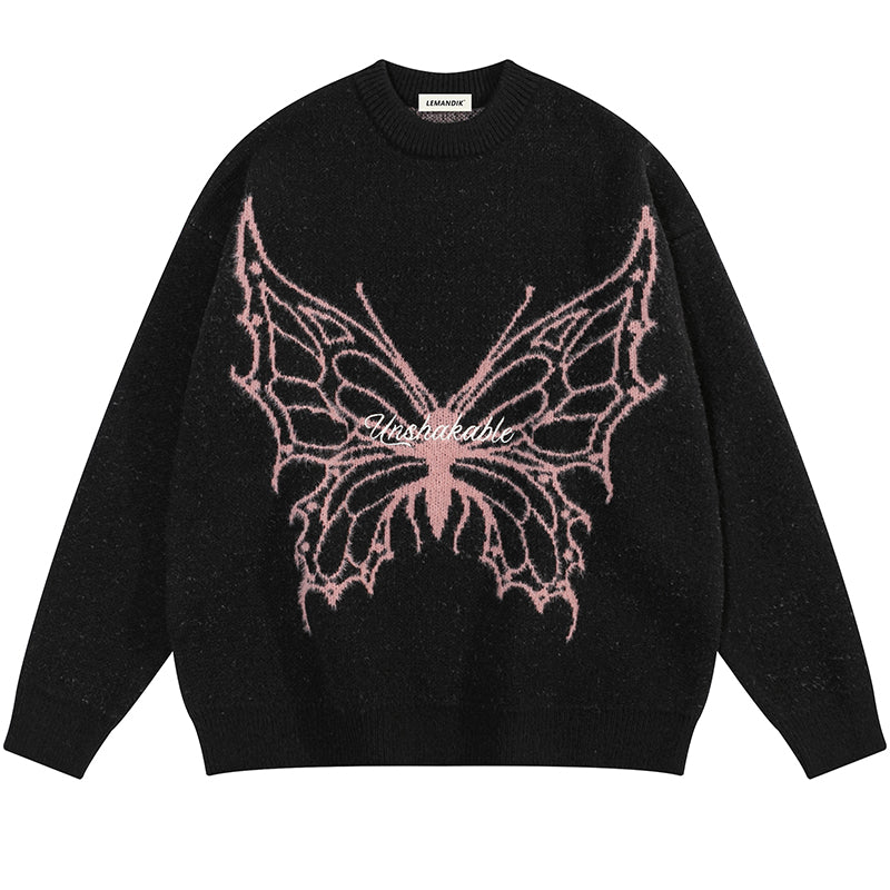 1984 Street Style Jacquard Sweater Butterfly 1984