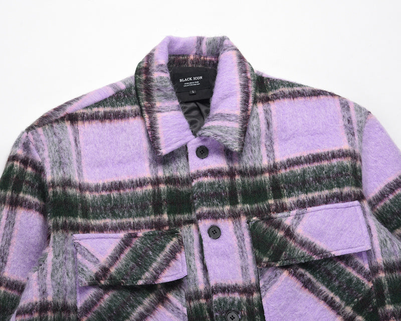 Plaid Mohair Overshirt - Purple H.ESNTLS