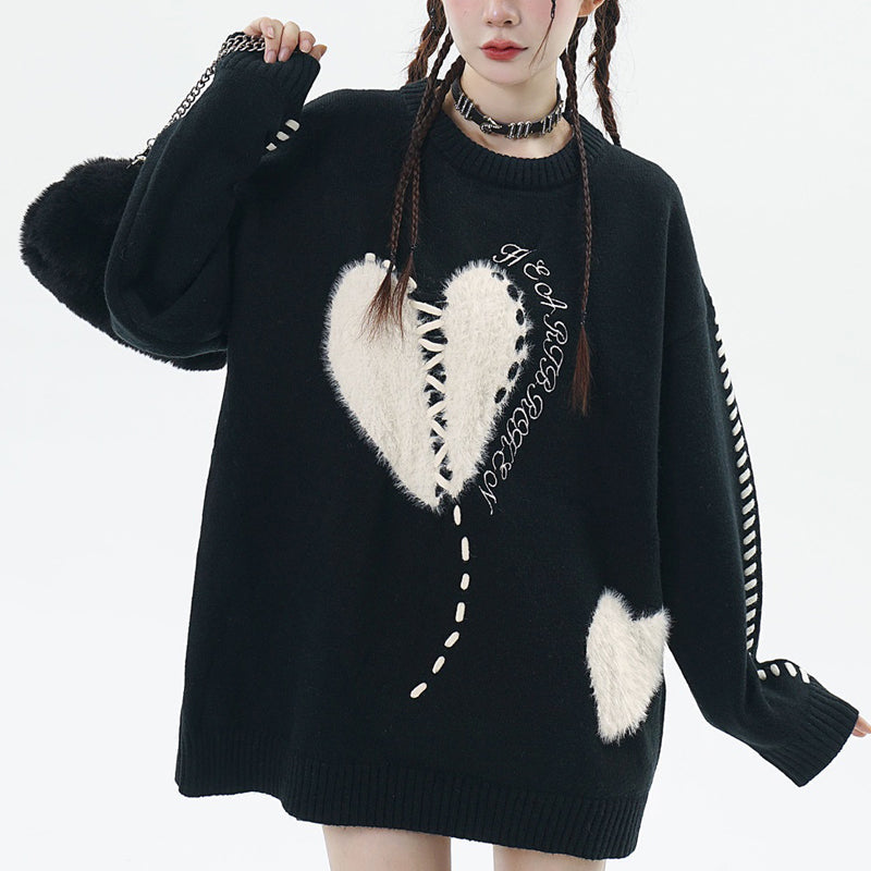 1984® Cozy Knit Sweater Flocked Heart - 1984brand